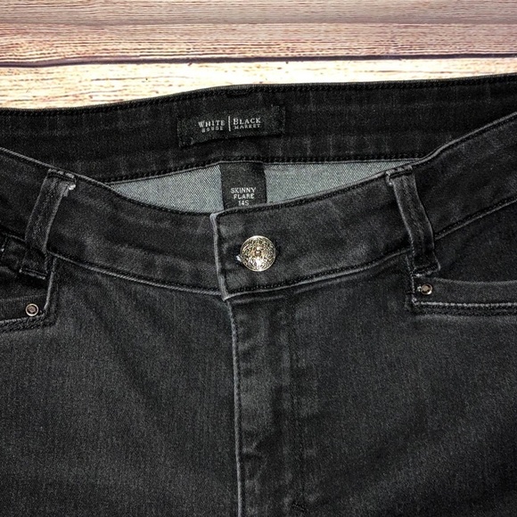 White House Black Market Black Skinny Flare Jeans - Picture 3 of 11